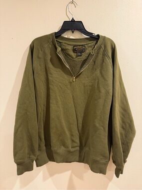 FILSON QUARTER-ZIP TERRY SWEATSHIRT DARK OLIVE L US MADE